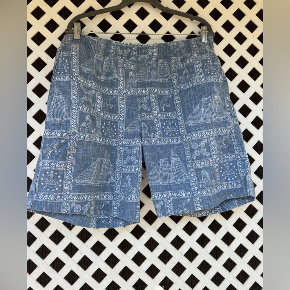 PreOwned Reyn Spooner Shorts Hawaiian Print Blue Men's Large